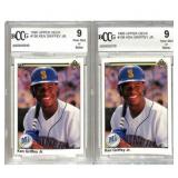 (2) 1990 Upper Deck Ken Griffey Jr. Bccg 9 Mint