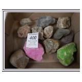 BOX OF LARGER RIVER ROCK AND AGATES