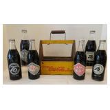 Wooden Coke Crate W/ Commemorative Bottles