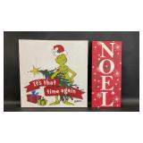 Christmas Grinch and Noel Canvas Signs