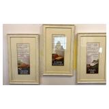 Large Recipe Prints Framed Set of 3