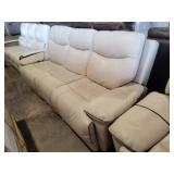 Ivory Leather Power Reclining Sofa W/USB