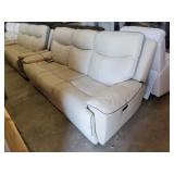 Ivory Leather Power Reclining Sofa W/USB