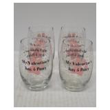 4 PC "My Valentines Has 4 Paws" Glass Set