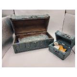 Teal Treasure Boxes W/ Contents