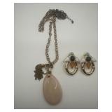 QVC LONG S NECKLACE & QVC PIERCED EARRINGS