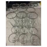 14pc silverlined glass drink ware set