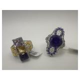 2-QVC RINGS SIZE FIVE 1-YELLOW/PURPLE 1-PURPLE