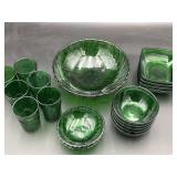 18pc emerald green dishware