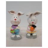 Two Easter Bunny Bobble Head Set