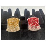 2-RINGS SIZE 6 1-YELLOW STONES 1-RED STONES