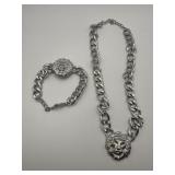 SILVER LION NECKLACE & BRACELET