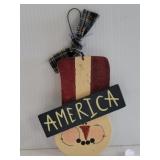 Patriotic America Wood Snowman Decor