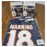 Peyton Manning Jersey & Two POP! Figures