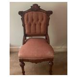 Antique Upholstered Side Chair on Casters