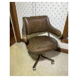 Mid-Century Brown Vinyl Swivel Chair