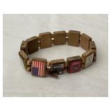 Vintage Military Wooden Tile Bracelet