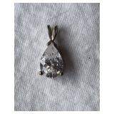 Large White Sapphire Pear Shaped Solitaire Pendant