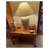 One Drawer Rolling Table, Lamp and Misc.