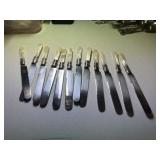 12 Pearl Handled Knives with Sterling Trim