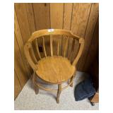 Pair of Oak Half Barrel Arm Chairs