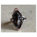 Ornate Vintage Onyx Sterling Ring