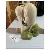 Royal Copley Heart and Green Ribbon Vase