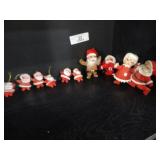 Lot of 10 Vintage Felt Santas