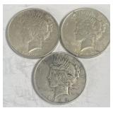 3- 1923 Silver Peace Dollars