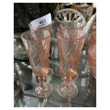 4 Depression Glass Stem Goblets