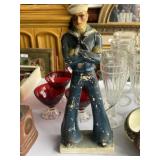 Vintage Plaster Sailor Statue