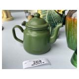 Miniature Green Enamel Teapot