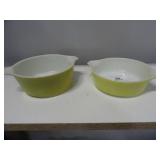 Pyrex 1.5pt & 1pt Casserole Green / Yellow