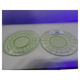 Lot of 2 6" Uranium Glass Saucer Plates