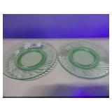 Lot of 2 8" Uranium Glass Saucer Plates