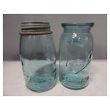 2- Old Blue Mason Jars Ball Standard Quarts