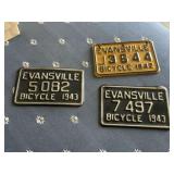 3 Evansville Bicycle License Plates