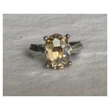 Large Estate Solitaire Citrine Ring