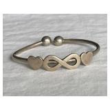 Sterling Infinity Heart Cuff Bracelet