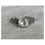 Ornate Sterling Solitaire Engagemet Ring