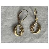 14k Gold Moon & Star Earrings