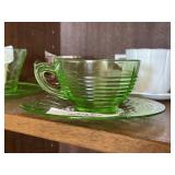 Green Depression Glass Cup & Saucer Set