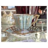 Cup & Saucer Set with Blue & Gold Trim