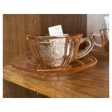 Vintage Pink Depression Glass Cup & Saucer Set