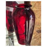 Large Ruby Red Flower Vase