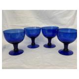 4 Blue Wine Goblets