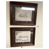 2 Framed Riverboat Prints