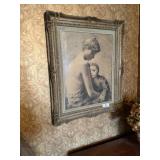 Old Framed Mother and Child Print