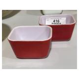 2- Red Pyrex Dishes