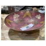 Vintage Hand Painted Brass Bowl